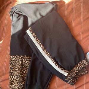 Zara Black Joggers with Leopard Print Accents